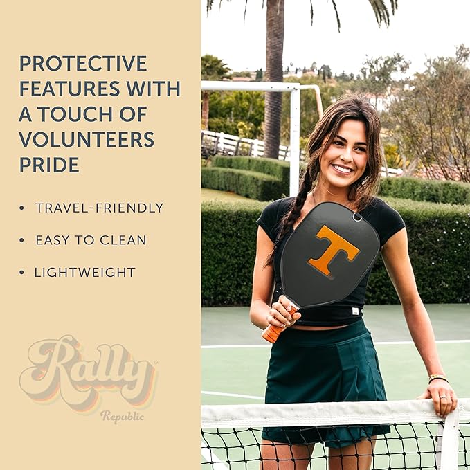 Officially Licensed Collegiate Pickleball Paddle Cover - Lightweight PU Leather Material - Durable Foam Interior Protection with Zippered Closure - Fits Most Paddles on the Market