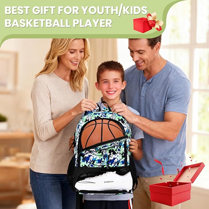 Basketball Backpack Large Sports Bag for Men&Youth,Gym Bag with Separate Ball & Shoes Compartment,Travel Bag for Basketball,Soccer,Volleyball
