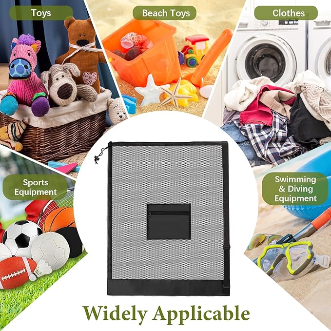 HEIFAM 2 Pack Soccer Ball Bag 40"X 30", Drawstring Mesh Ball Bag for Coaches, Extra Large Sport Ball Sack for Basketballs Volleyballs Soccers, Sports Storage Organizer for Beach Gym, Swimming Gear