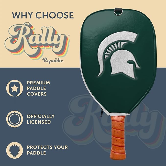 Officially Licensed Collegiate Pickleball Paddle Cover - Lightweight PU Leather Material - Durable Foam Interior Protection with Zippered Closure - Fits Most Paddles on the Market