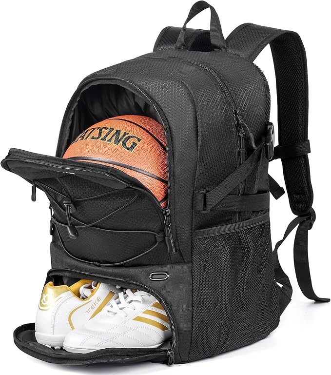 GRANDUP Basketball backpack with ball and shoes compartment Fit Volleyball, soccer, Swim, Gym, Travel, and School, large capacity sports training equipment bags