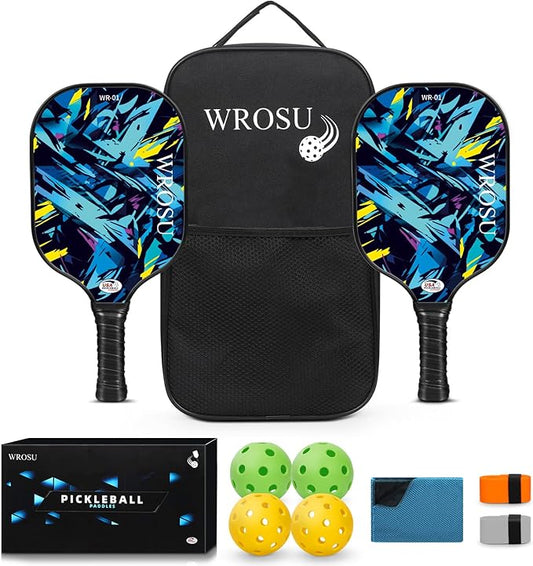 Carbon Fiber Pickleball Paddles Set of 4 or 2 Rackets,USAPA Approved Pickleballs Equipment with Balls,Bag,Accessories,Carbon Fiber T300 Lightweight Pickleball Racquet Set for Men,Women,Kids,Adults