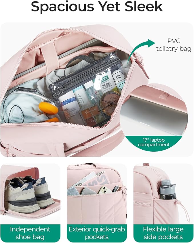 BAGSMART Gym Bag for Women, Duffle Bag for Travel with Wet Pocket, Lightweight Carry on Weekender Duffel, Water Resistant