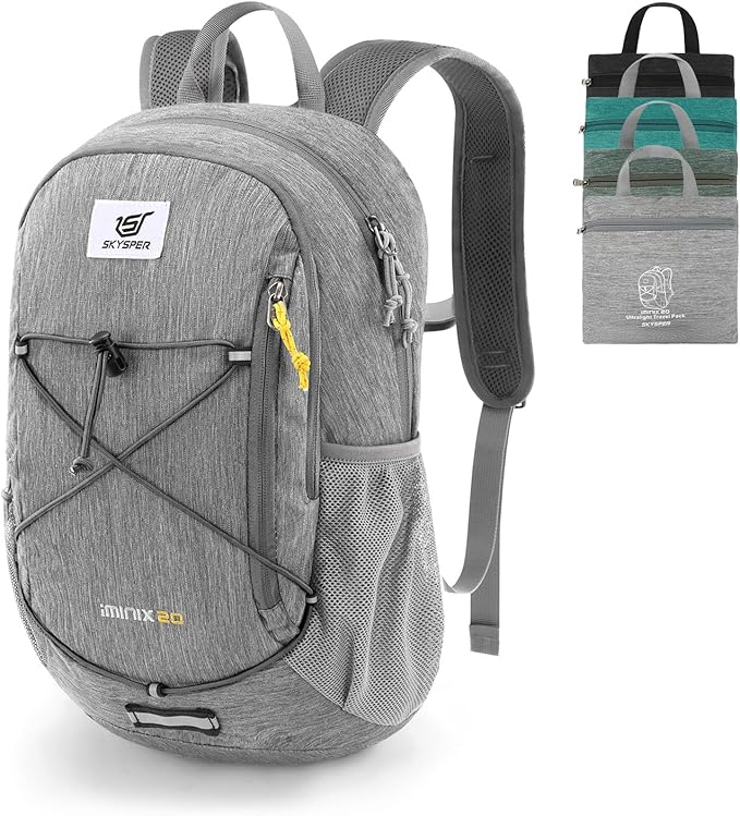 SKYSPER Foldable Small Backpack – 20L Lightweight Hiking Daypack with Chest Belt Packable Travel Rucksack for Women Men