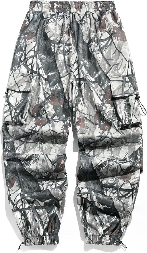 ZAFUL Men's Parachute Pants Casual Baggy Cargo Drawstring Trouser