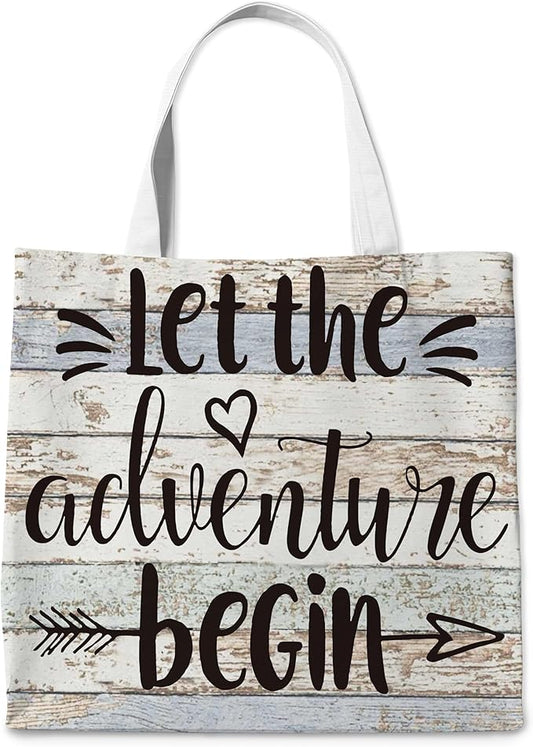 WAlTPl Camping Tote Bag, Camping Gifts for Women Men，RV Camper Travel Canvas Tote Bag, Reusable Grocery Cloth Bags