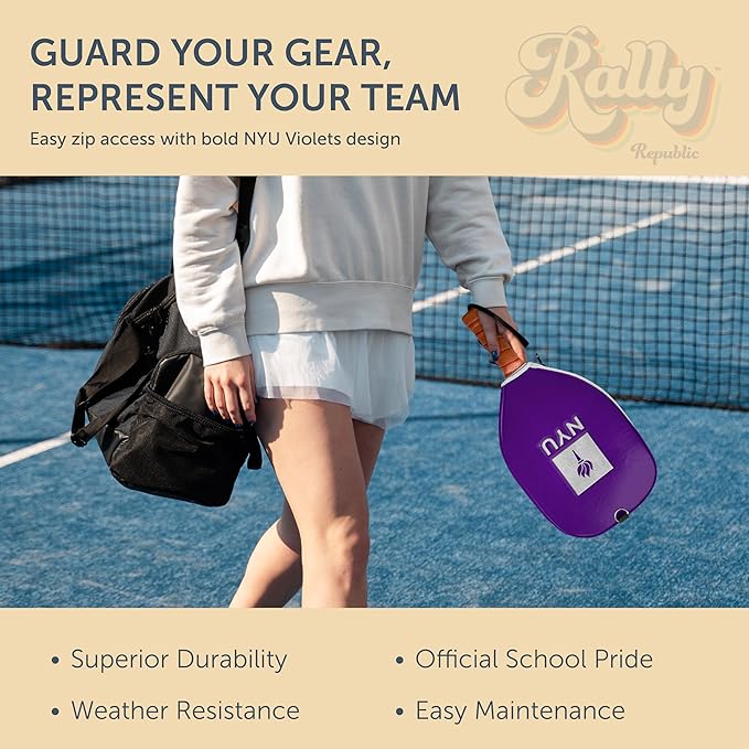 Officially Licensed Collegiate Pickleball Paddle Cover - Lightweight PU Leather Material - Durable Foam Interior Protection with Zippered Closure - Fits Most Paddles on the Market