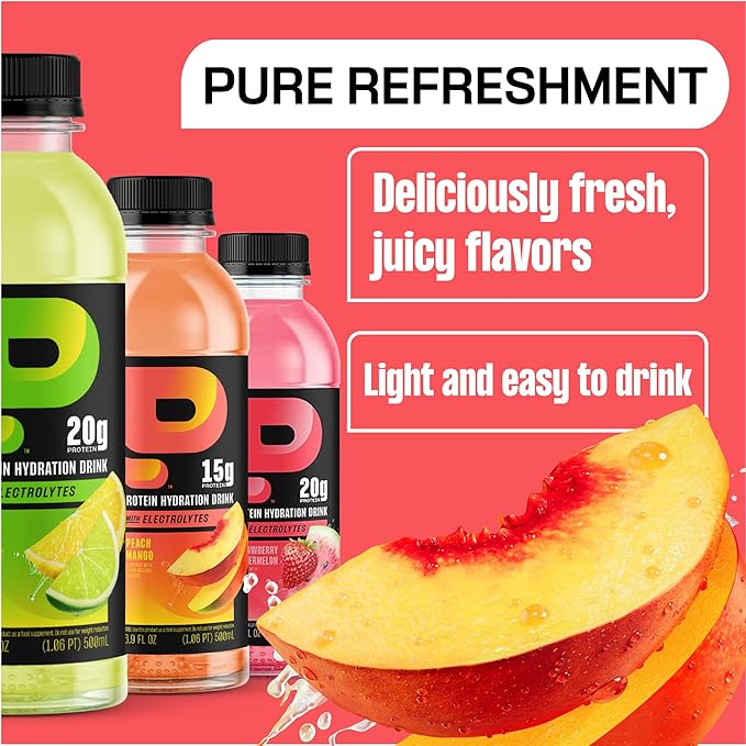 Protein2o 15g Whey Protein Infused Water, Peach Mango, 16.9 Oz Bottle, (Pack of 24)