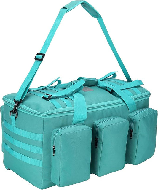 3 In 1 Military Duffel Bag 50L Gym Bag for Men Convertible Weekender Backpack for Sports Travel Basketball (50L-LakeBlue)