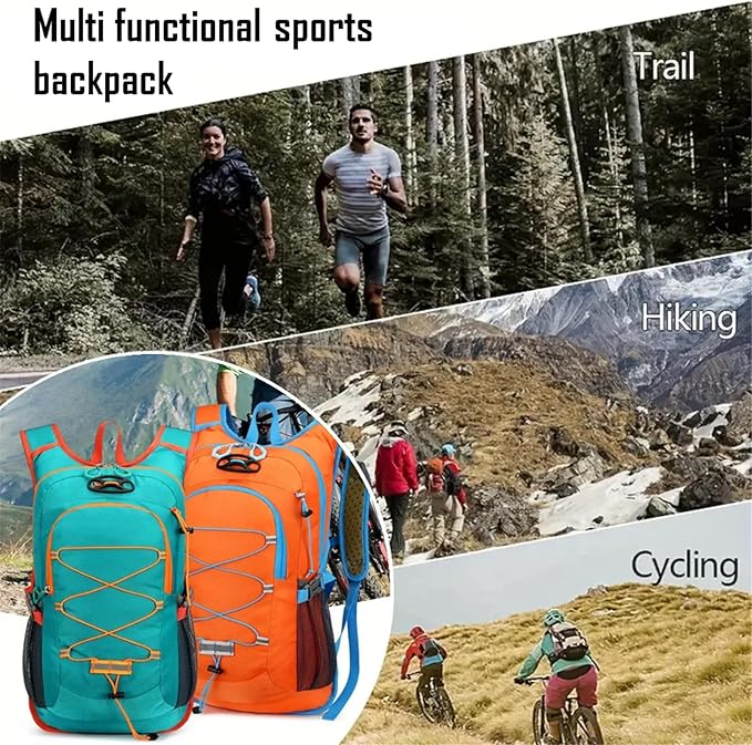 AUUEYY Lightweight Cycling Hydration Backpack,Large Capacity Pack for Travel,Hiking,Climbing,Skiing,Running Daypack for Men Women (Orange)
