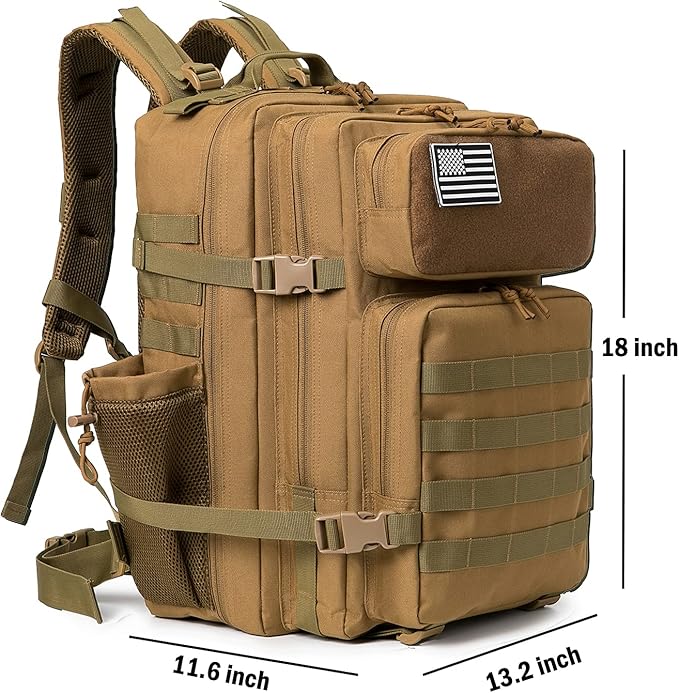 QT&QY 25L/45L Military Tactical Backpack For Men Molle Daypack 3 Day Bug Out Bag Hiking Rucksack With Bottle Holder