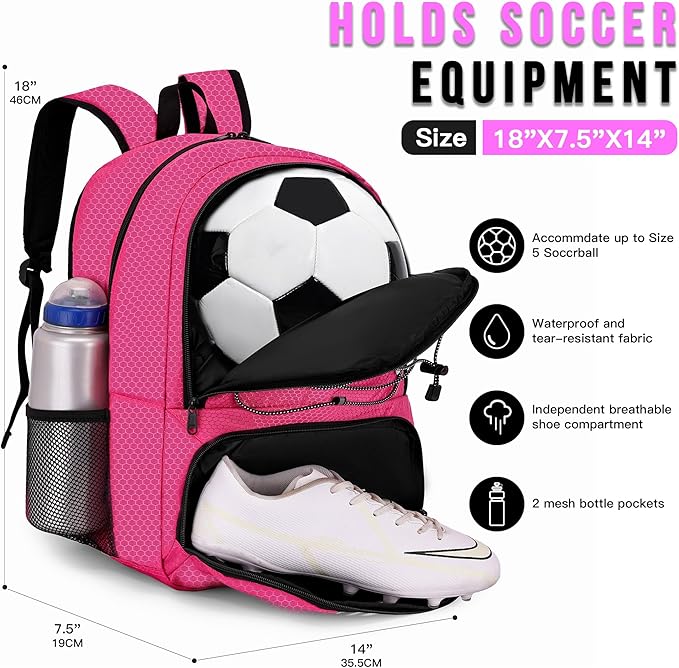Youth Soccer Bag-Soccer Backpack&Backpack for Football Basketball,with Ball Compartment Separate Cleat Package