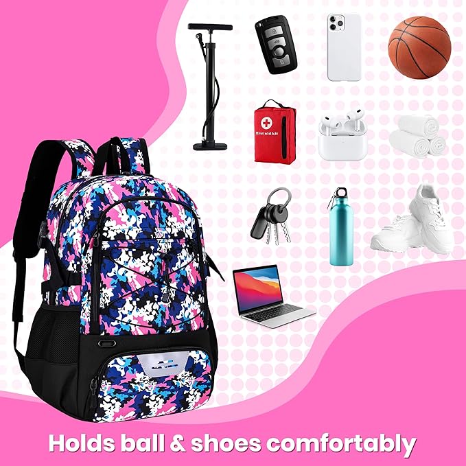 Basketball Backpack Large Sports Bag for Men&Youth,Gym Bag with Separate Ball & Shoes Compartment,Travel Bag for Basketball,Soccer,Volleyball