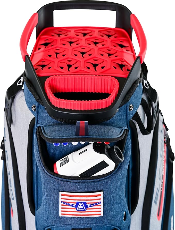 ASK ECHO SLC-130 Golf Cart Bag with 15 Way Full Length Dividers Top, Premium Quiet Golf Cart Bag with Rain Cover for Men