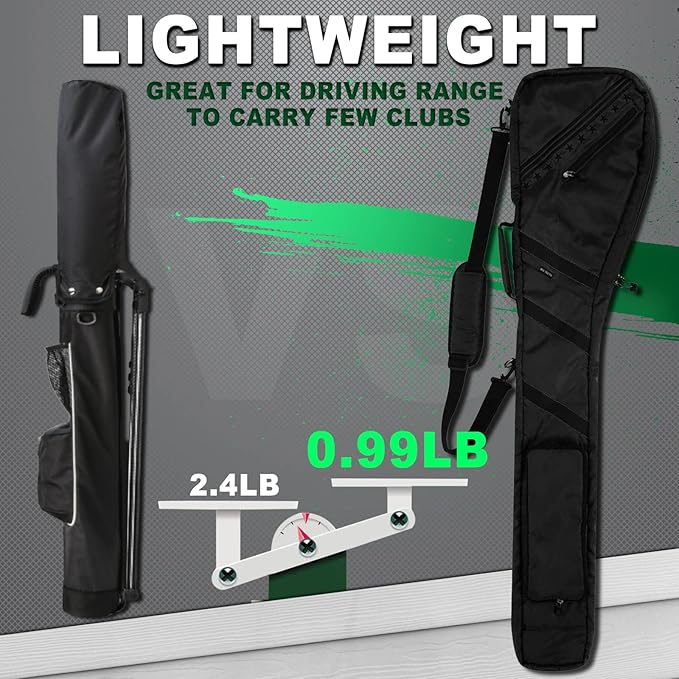 Big Teeth Golf Sunday Bag, Small Golf Bag Lightweight, Par 3 Golf Bag for A Few Clubs Driving Range, Practice with Carry Shoulder Strap Foldable Multi-Colour