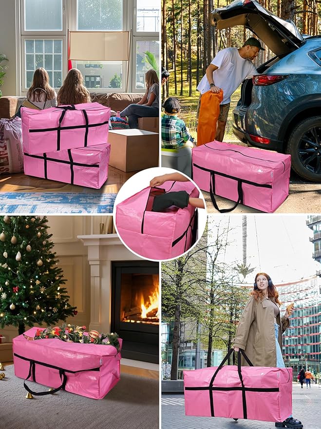 WORKPRO 2-Pack 66 Gallon Extra Large Moving Bags with Zippers, Carry Handles, Heavy-Duty, Water-Resistant Storage Totes for Moving & Space-Saving Organization, Pink