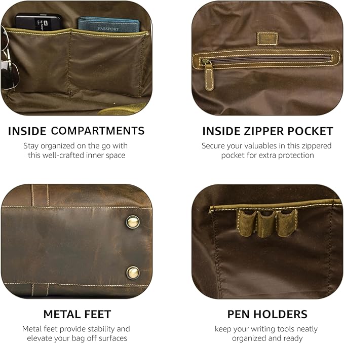 Leather Village Premium Leather Duffel Bags for Men & Women-Stylish Travel Weekender Carry-On Sports Gym Overnight Luggage Bag - 24 Inch - Olive/Army Green