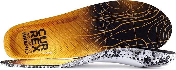 CURREX HikePro Insoles for Hiking Boots & Shoes – Shock Absorbing Inserts to Help Reduce Fatigue and Increase Performance – Anti-Slip Heel Surface for Stability – for Men & Women – Medium Arch, Small
