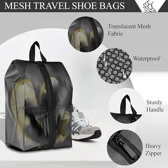 Shoe Bags for Travel, Set of 2 Pack Shoe Travel Bags for Packing, Large Waterproof Portable Travel Shoe Bag with Zipper Travel Gym Soccer Sneaker Golf Dance Essentials for Women and Men