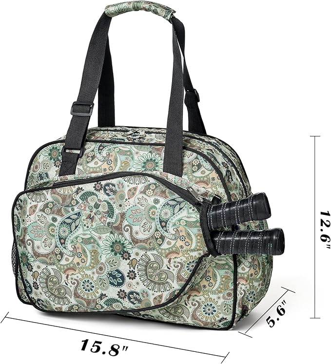 Boulder Bee Pickleball Bags, Premium Pickleball Tote Bag for Girls, Women’s Hand/Shoulder Gym Bag w Water Bottle Holder, with Pickleball Racquet/Paddle Holder