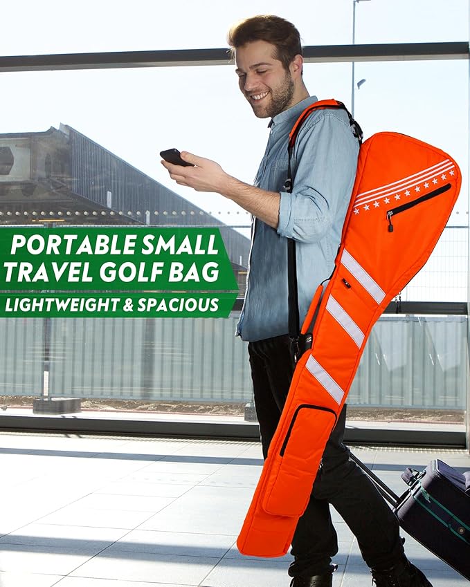 Big Teeth Golf Sunday Bag, Small Golf Bag Lightweight, Par 3 Golf Bag for A Few Clubs Driving Range, Practice with Carry Shoulder Strap Foldable Multi-Colour