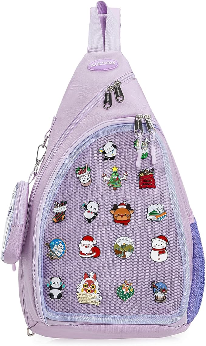 ZAROXOXS Mens Womens Oxford Ita Bag Pin Display Chest Pack Single Shoulder Bag Sport Backpack Packs Hiking Daypack