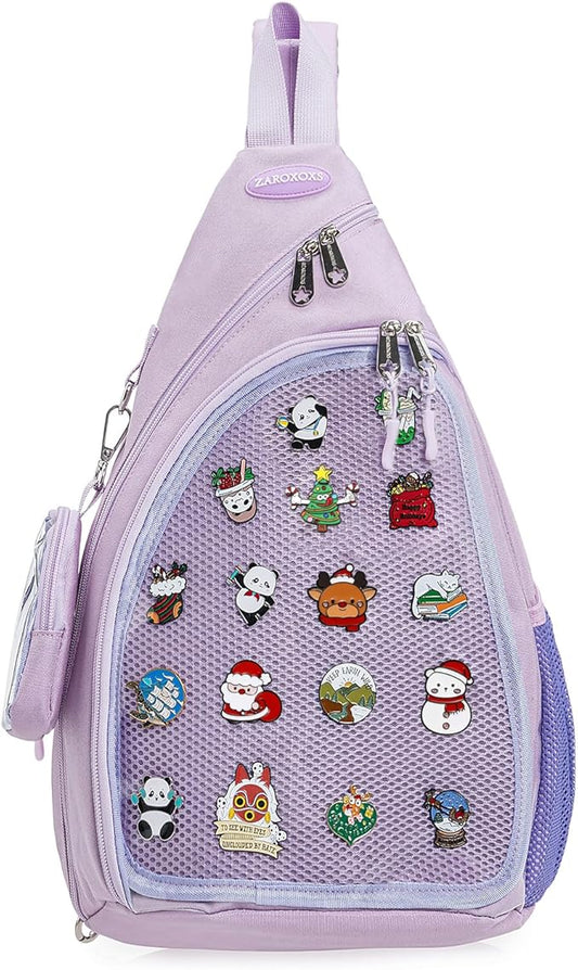 ZAROXOXS Mens Womens Oxford Ita Bag Pin Display Chest Pack Single Shoulder Bag Sport Backpack Packs Hiking Daypack