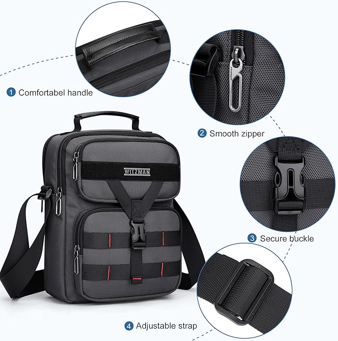 WITZMAN Crossbody Bag for Men Travel Small Shoulder Bags Lightweight Man Purse Messenger Bag for Casual Daliy Work Traveling