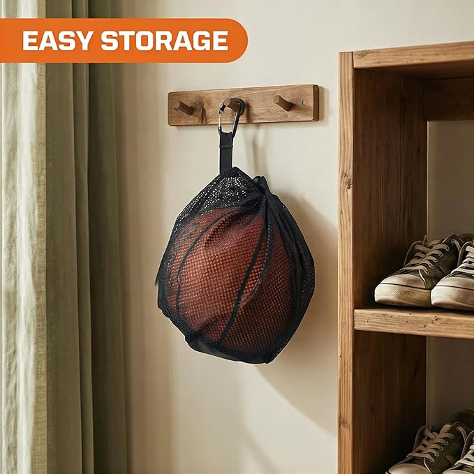 2 Pack Single Ball Bag for Basketball Football Soccer, 12x10 Inch Sports Ball Storage Bag with Ventilated Mesh & Waterproof Zipper Pocket, Adjustable Drawstring Sling for Easy Carry to Practice