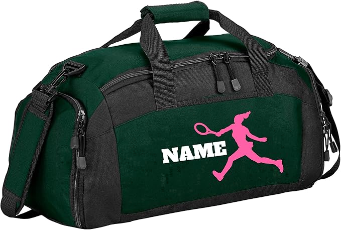 Personalized Sports Duffle Bag with Shoe Compartment (Tennis(Female), Hunter)