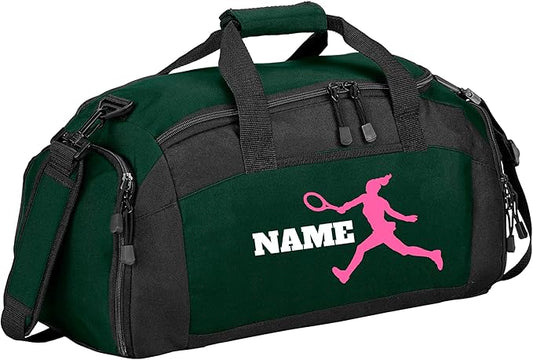 Personalized Sports Duffle Bag with Shoe Compartment (Tennis(Female), Hunter)