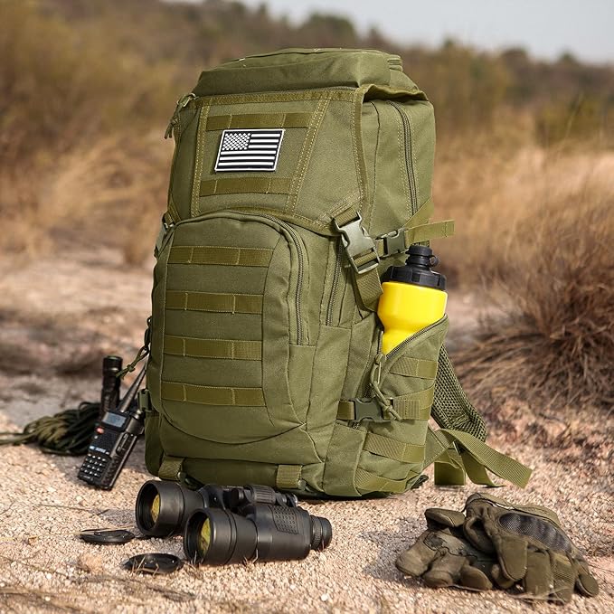 AUMENTAR 35L Military Tactical Backpack for Men, Water Resistant Assault Pack for Women, Army Green Molle Daypack 3 Day Bug Out Bag Rucksack for Trekking,Camping,Survival,EDC