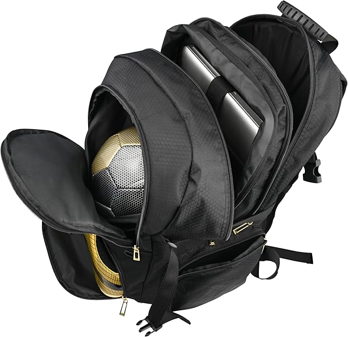 Sports Backpack, All-in-One Design for Size 5 Soccer Ball or Size 7 Basketball, Laptop-Ready, Cleat Storage, Hydration System, Quick Access Zipper - Ideal for Gym and Sports