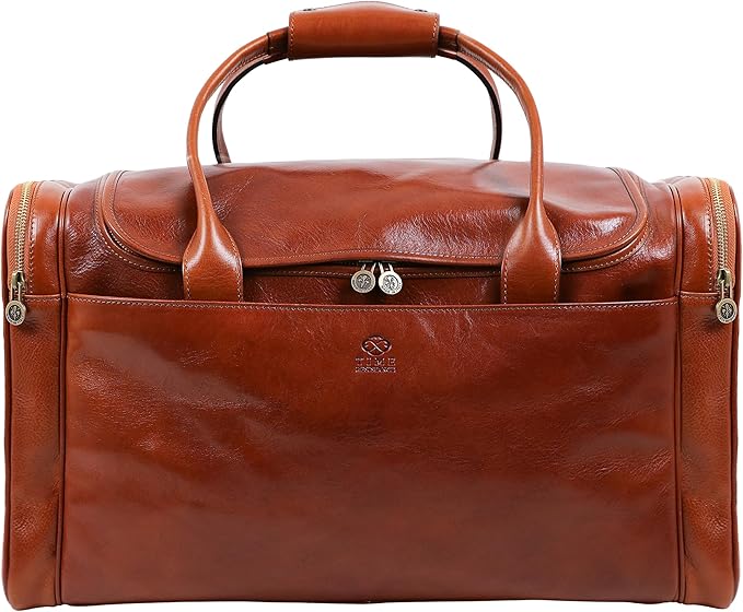 Leather Duffel Bag Weekend Bag Gym Large Travel Bag - Time Resistance