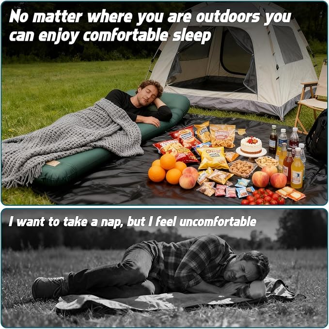 Self Inflating Camping Sleeping Pad with Electric Pump - 9.5 R-Value&3.2" Extra Thick Memory Foam Mat with Pillow, Packable for Camping, Backpacking&Car-Sleep (Includes Waterproof Camp-Pad)