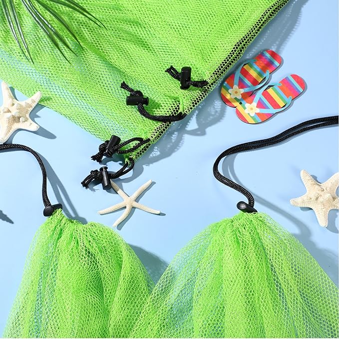 6 Pcs large Mesh Bag 24 x 48 inch Ball Mesh Drawstring Storage Sports Equipment Bag for Balls Beach