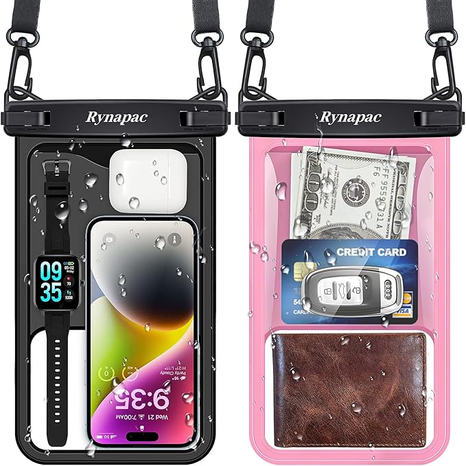 [Up to 10"] Large Waterproof Phone Pouch Bag - 2 Pack IPX8 Waterproof Phone Case for iPhone 17 16 15 Pro Max Galaxy S25 S24 Ultra, Touchscreen & Underwater Photography, Beach Cruise Travel Essentials