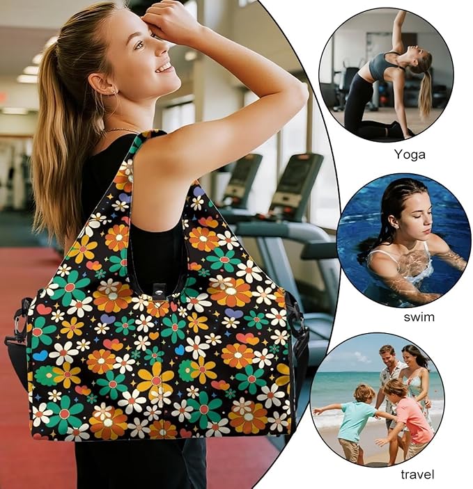 ZCFYGDX Yoga Gym Bag with Removable Adjustable Shoulder Strap, Shoe Compartment & Top Yoga Mat Holder 17.72x8.66x9.84in