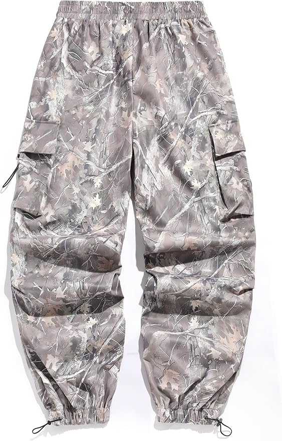 ZAFUL Men's Parachute Pants Casual Baggy Cargo Drawstring Trouser
