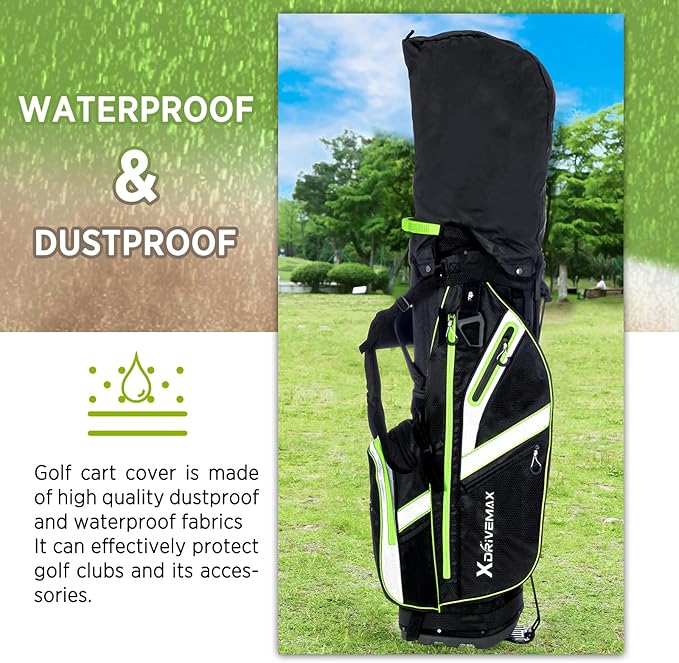 XDriveMax Golf Stand Bag, Lightweight 8-Way Top Dividers Golf Bag with Insulated Cooler Pocket, Dual Strap System & Rain Cover, Includes Golf Accessory Kit