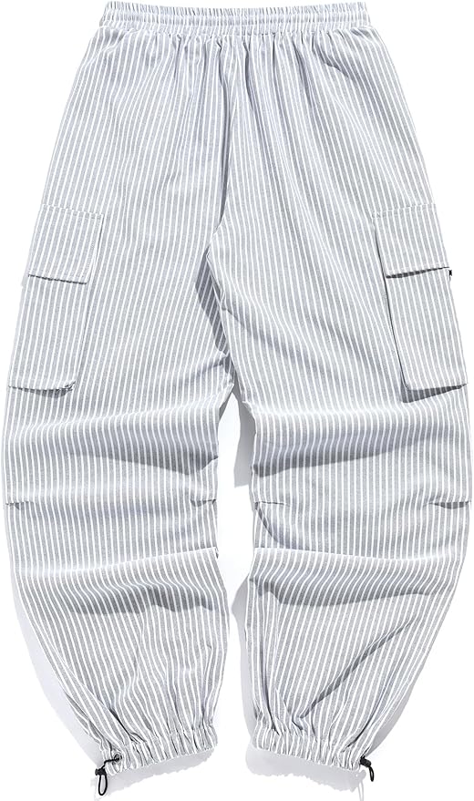 ZAFUL Men's Parachute Pants Casual Baggy Cargo Drawstring Trouser