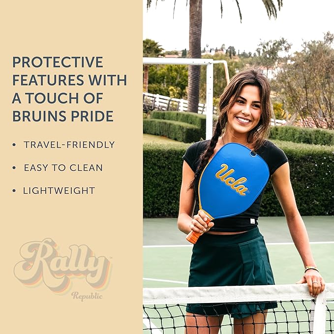 Officially Licensed Collegiate Pickleball Paddle Cover - Lightweight PU Leather Material - Durable Foam Interior Protection with Zippered Closure - Fits Most Paddles on the Market