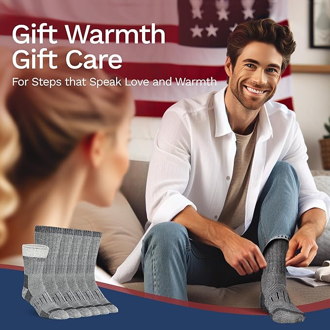 Buttons & Pleats Wool Socks for Men & Women Merino Thermal Warm Cozy Winter Boot Sock