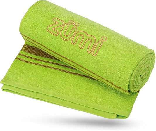 Zumi 100% Cotton Quick Dry Travel Towel - Soft, Thin, Compact, Highly Absorbent, Lightweight Camping Towel for Beach, Gym, Bath, Shower, Swimming, Dorm, RV - Green