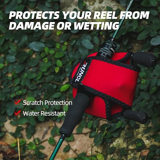 RUNCL Baitcasting Reel Bag – Protective Storage Pouch for Baitcasting Reels & Spinning Reels, Lightweight & Durable, Ideal for Freshwater & Saltwater Fishing Trips (Red & Black)