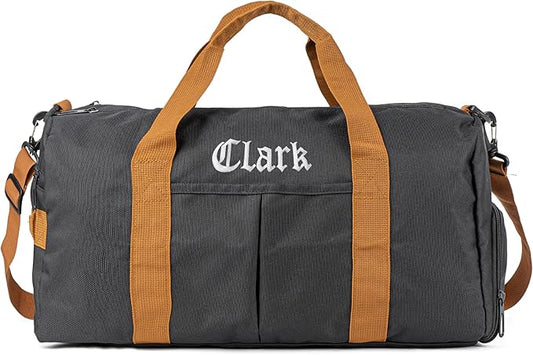 Duffle Bag for Men Personalized Overnight Bags Travel Bag with Durable Canvas Weekender Overnight Bag with Shoe Compartment Custom Groomsmen Gift for Travel Gym Storage Camping Moving (Black)