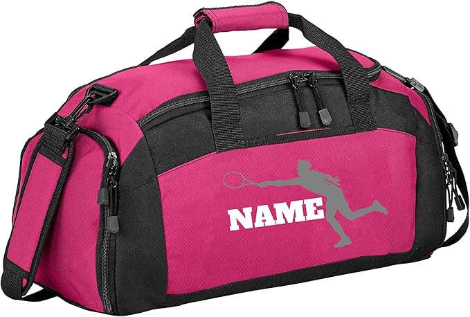 Personalized Sports Duffle Bag with Shoe Compartment (Tennis(Male), Pink)