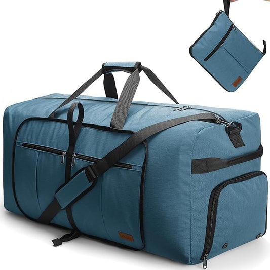 120L Foldable Waterproof Travel Duffel Bag for Men and Women with Shoe Compartment (Light Blue, EXTRA LARGE, 120L)