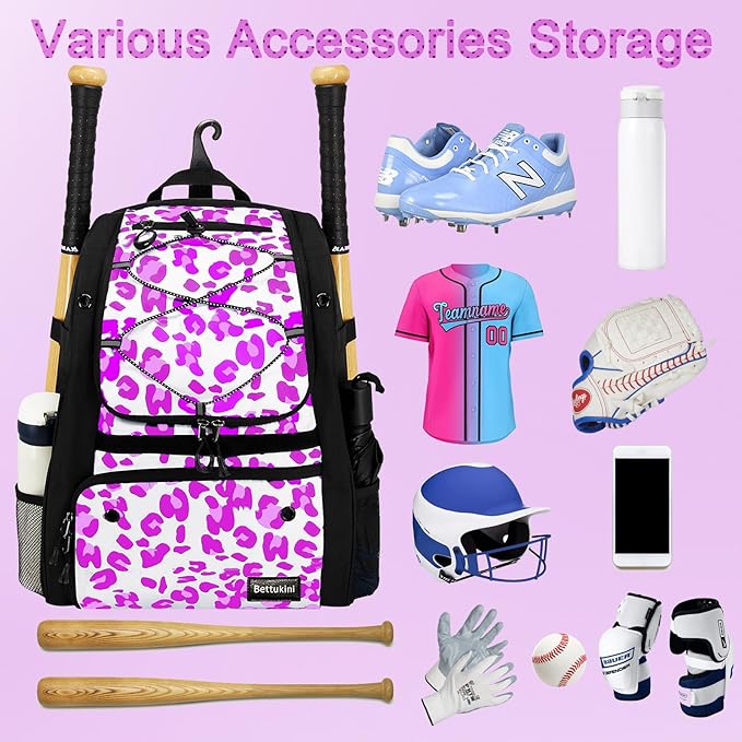 Youth Baseball Bag with Vented Shoe Compartment, Softball Bat Bag for Batting Mitten, Helmet, Teeball Gear - Adult Boys Girls Kids