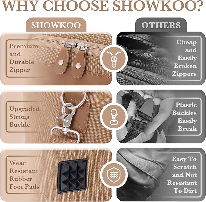 SHOWKOO Duffle Bag for Travel 60L Expandable Canvas Travel Bag Durable Vintage Weekender Overnight Carry On Bag for Men(Khaki)